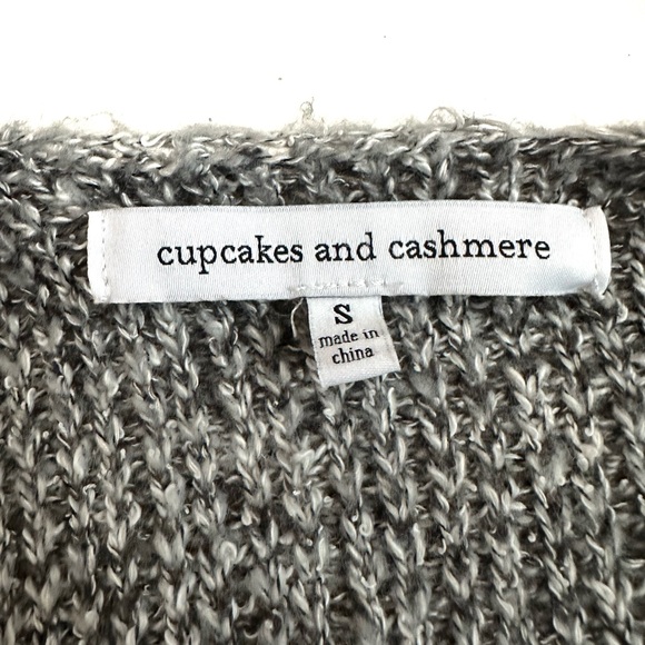 Cupcakes And Cashmere Grey Knit Etoile Star Open Front Long Cardigan Sweater - Picture 5 of 8